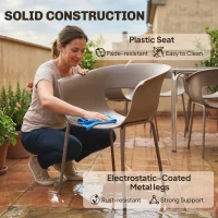 Outsunny Gartenstühle 4er Set ergonomisch Balkonstühle mit Ausschnittdesign Armlehne Wetterfest rostbeständig Kaffee(m-6)