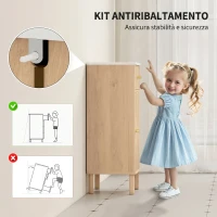 HOMCOM Mobile Bagno Salvaspazio con Cassetto e Anta, per Sala da Pranzo, Salotto, Soggiorno, Cucina, 36x30x80 cm, Rovere(m-7)