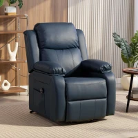 HOMCOM Sillón Relax Levanta Personas Sillón Elevador con Control Remoto Reclinación Eléctrica 160° Reposapiés 76x90x105cm Azul(m-12)