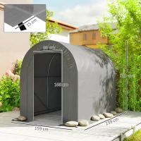 Outsunny Carpa de Jardín para Bicicletas con Marco de Acero Puerta con Cremallera Impermeable 2,4x1,6x1,9 m Gris Claro(m-3)