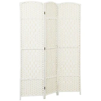 HOMCOM Separador de Ambientes de 3 Paneles Biombo Plegable 135x180 cm Pantalla de Privacidad de Polipropileno Blanco(m-1)