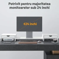 HOMCOM Suport pentru Monitor Reglabil, Alb(m-7)
