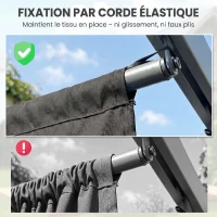 Outsunny Toile de toit pour pergola tonnelle rétractable de 3 x 3 m - toile uniquement 250 x 255 cm gris foncé(m-7)