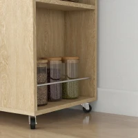HOMCOM Carrito de Cocina con Ruedas 2 Puertas Estante Ajustable Especieros para Comedor 75x40x80,5 cm Natural(m-9)