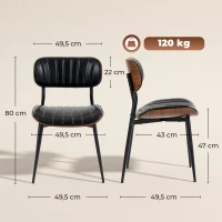 HOMCOM Esszimmerstühle 2er Set Küchenstühle Moderne Polsterstuhl mit Sitzfläche aus Kunstleder, Geschwungener Rückenlehne(m-3)