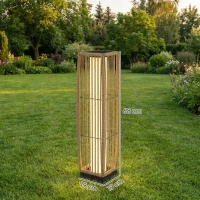 Outsunny Lanterne Solaire Extérieure en résine tressée lampadaire sans fil rechargeable  capteur de lumière 19 x 19 x 68 cm sable(m-3)