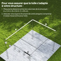 Outsunny Toile de toit pour pergola tonnelle rétractable de 4 x 3 m - toile uniquement 350 x 260 cm café(m-4)