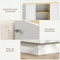 HOMCOM Aparador Moderno com 2 Prateleiras Abertas e 2 Portas de Fecho Suave para Sala de Jantar e Sala de Estar 133x35x79,7 cm Natural e Branco(m-6)