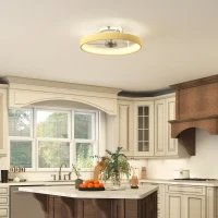 HOMCOM Ventilateur plafond avec lumière LED plafonnier ventilateur Ø49cm 7 pales 6 vitesses luminosité réglable mode été-hiver(m-9)