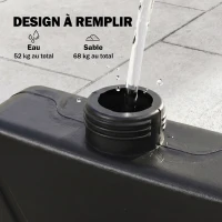Outsunny Lot de 4 dalles de lestage pour parasol déporté dim. tot. 100L x 100l x 8H cm HDPE aspect rotin noir(m-5)