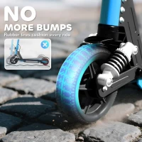 SPORTNOW Folding Electric Scooter for Kids, with Dual Brakes, Front Suspension, LED Colourful Lights, Blue(m-8)