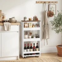 HOMCOM Carrito de Cocina Estrecho de 3 Niveles con Ruedas para Espacios Reducidos Comedor o Salón Blanco(m-2)
