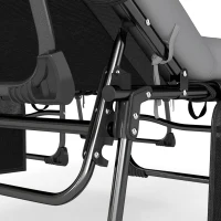 Outsunny Lot de 2 Bains de Soleil Transat de Jardin Matelas XXL 9cm Inclinable 180° Plat Pliable à 5 Positions 200x57x38cm Gris(m-10)