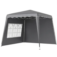 Outsunny Carpa Plegable Pop-up 2,89x2,89m Cenador Pabellón de Jardín con Paredes Laterales Altura Ajustable Protección UV50+ Gris(m-1)