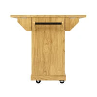 Foldable Serving Trolley with Ample Storage and Snack Racks, Mobile Kitchen Island for Balconies or Dining Room, 142.5L x 40W x 95H cm, Natural+Light Brown(m-15)