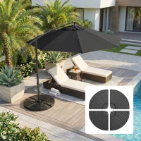 Outsunny Lot de 4 dalles de lestage pour parasol déporté dim. tot. 100L x 100l x 8H cm HDPE aspect rotin noir(m-10)