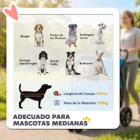 PawHut Carrito para Perros Plegable con 3 Ruedas Ventanas de Malla Cojín Lavable Todo Terreno Carga 20 kg 92x63x95 cm Azul(m-8)