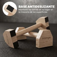 SPORTNOW Barras Paralelas de Madera con Alfombra Antideslizante para Entrenamiento en Gimnasio Hogar 30x13x10 cm Natural(m-5)