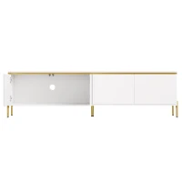 Spacious TV Stand with 4-Door Storage, Functional TV Cabinet for Modern and Italian Minimalist Living Rooms, 170L x 38W x 50H cm, White(m-12)