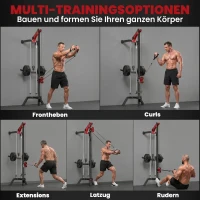 SPORTNOW Latzugstation 16-fach Verstellbar zur Wandmontage Latzugturm inkl.  Latzugstange Griffstange Seilzug bis 120kg(m-4)