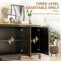 HOMCOM Sideboard, Buffet Cabinet with Doors and Adjustable Shelves for Living Room, Entryway, Black and Natural(m-5)