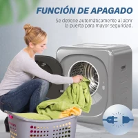 HOMCOM Secadora de Evacuación 3 kg 800W con Pantalla Táctil Control de Tiempo y Temperatura Función Antiarrugas Plata(m-7)