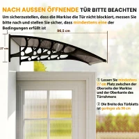 Outsunny Türüberdachung, Schutz vor Regen, Wind und Hagel, Polycarbonat, Aluminium-Verbindungstangen, 103 x 96,5 x 27 cm, Braun(m-7)