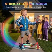 AIYAPLAY Electric Scooter for Kids Aged 6-14 Years, with Colourful Lights, Red(m-4)