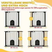PawHut Türschutzgitter Treppenschutzgitter Hunde Absperrgitter Schutzgitter für Haustier Stahl(m-7)