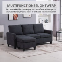 HOMCOM hoekbank, bankstel met omkeerbare chaise longue, 197 x 139 x 91 cm, donkergrijs(m-6)