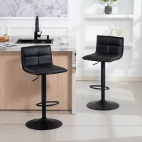 HOMCOM Lot de 2 tabourets de bar, chaises de bar réglable en hauteur avec assise pivotant en PU 44 x 45 x 85-106 cm noir(m-10)