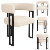 Fabric Dining Chairs 4-Piece Set with Ergonomic Curved Back, Modern Upholstered Accent Chairs for Dining Rooms, 51.5L x 54W x 72H cm, Beige(m-8)