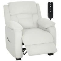 HOMCOM Fauteuil relax électrique fauteuil inclinable port USB repose-pieds poches latérales télécommande 86x90x103cm crème(m-13)