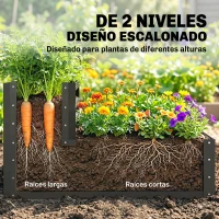 Outsunny Jardinera Exterior de Acero con Diseño de Escalera para Cultivos Plantas Flores 120x101x58 cm Gris Oscuro(m-4)