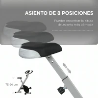 SPORTNOW Bicicleta Estática Plegable 8 Niveles Resistencia Magnética Monitor LCD Asiento Ajustable Sensor Ritmo Soporte Teléfono(m-6)