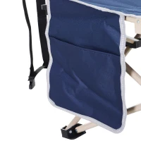 Outsunny Single Person Camping Bed Folding Cot Outdoor Patio Portable Military Sleeping Bed Travel Guest Leisure Fishing with Side Pocket and Carry Bag - Blue(m-8)