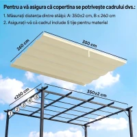 Outsunny Acoperiș de schimb pentru pergolă sau foișor de grădină 3x4 m din poliester, crem(m-4)