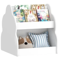 AIYAPLAY Kinderregal, 2-stöckiges Kinder-Bücherregal mit Rädern, 4 Regalen, für Kinderzimmer, Spielzimmer, 54x50x56 cm, Weiß(m-12)