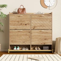 Space-Saving Shoe Cabinet with 4-Door Storage, Ideal Shoe Rack for Entrance Areas or Corridors, 108.5L x 24W x 100H cm, Natural(m-5)