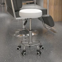Vinsetto Taburete de Salón Regulable en Altura de Piel Sintética hasta 110 kg Ø42x50-64 cm Blanco(m-6)