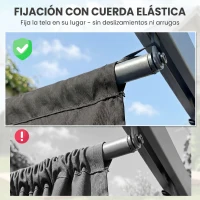 Outsunny Cubierta para Techo Retráctil de 2,5x2,55m para Pérgola 3x3 Tela de Repuesto con 10 Orificios de Drenaje Gris Oscuro(m-7)
