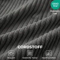 HOMCOM Bodenstuhl mit Rückenstütze, Cord Boneless Cloud Faltbares Schlafsofa mit dickem Polster, Dunkelgrau(m-6)
