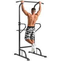 HOMCOM Power Tower Dip Station Pull Up Bar Multi-Function Push Up Equipment with Adjustable Height for Home Gym Strength Training Workout Fitness(m-1)