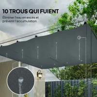 Outsunny Toile de Toit pour pergola Bâche pour Pergola rétractable de 3 x 3 m, Polyester 180g/m³, Anti-UV 30+, Gris foncé(m-7)