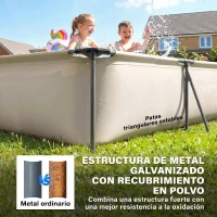 Outsunny Piscina Desmontable Tubular 394,5x208,3x80,5 cm 6075 L con Marco Metálico Parche de Reparación sin Depuradora Gris(m-4)