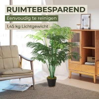 Outsunny Kunstpalm 125cm Groot kunstplant met 18 palmbladeren in pot voor woonkamer balkon(m-7)