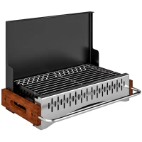Outsunny Barbacoa de Carbón Plegable Barbacoa Portátil 50,5x34x33 cm con Bandeja de Carbón Extraíble para Camping Picnic Negro(m-1)