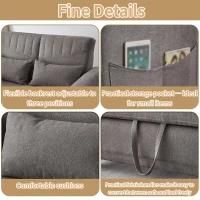 Adjustable Sofa Bed with 3-Level Backrest, Cozy Couch for Small Apartments, Living Rooms, or Bedrooms, 112L x 169W x 59H cm, Dark Grey(m-6)