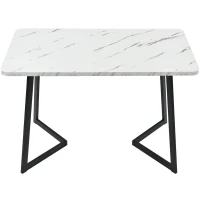 Modern Dining Table and 4 Chairs Set with Marble-Effect MDF Top, Practical Table Set for Modern Kitchens and Flats, 44L x 41W x 86H cm, Grey(m-2)