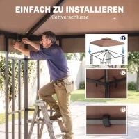 Outsunny Ersatzdach für Pavillons, mit Winddach, Wasserabführung, robust und langlebig, Farbe: Kaffee, 3 x 3 m(m-5)